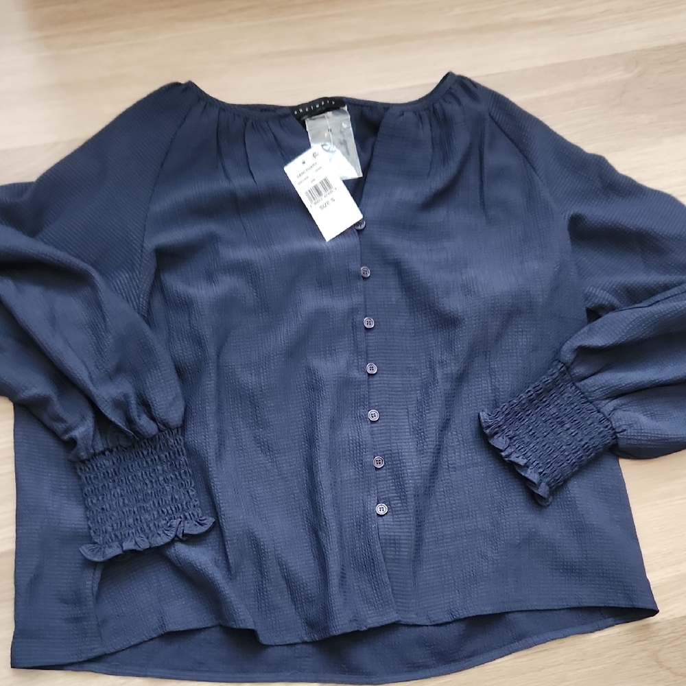 Sanctuary Blue Boxy Buttoned Blouse